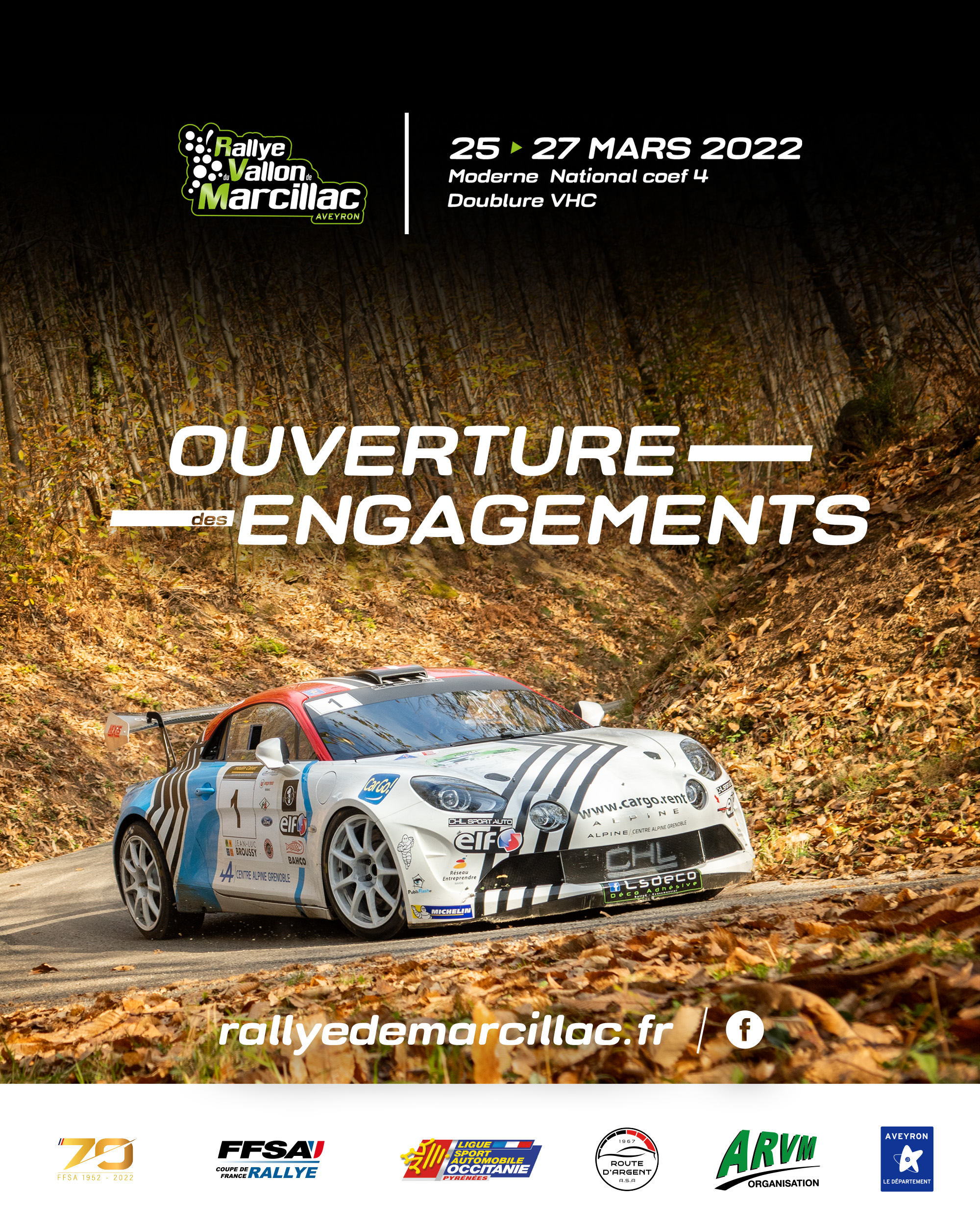 Rallye National du Vallon de Marcillac-Aveyron 2022 – Ouverture des Engagements